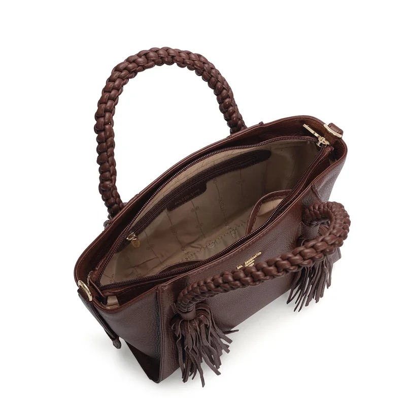 Da Milano Espresso Small Wax Leather Satchel - Espresso for Women | Best Price UAE